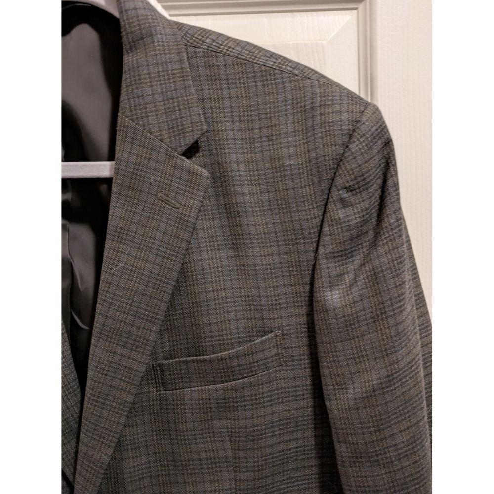 Jos A Bank Blazer Traditional Fit 42R Blue Gray Check Wool Sport Jacket - Picture 2 of 14